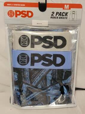 PSD Mens' 2pk Boxer Briefs Stretch Blend Sz M